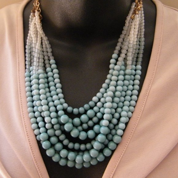 Ombre Turquoise Necklace Multi Strand - Picture 1 of 5